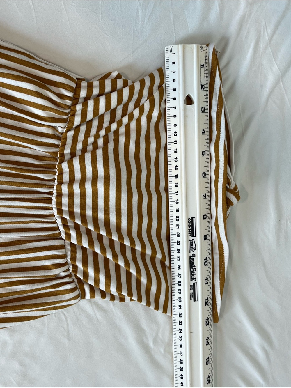 American Eagle Striped Strapless Wide-Leg Jumpsuit in Mustard - Picture 5 of 10